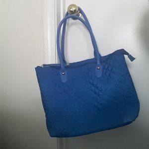 Quilted Blue Tote with Wristlet